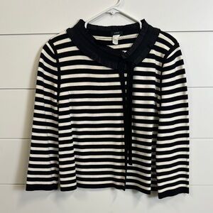 Black and White Striped Cardigan